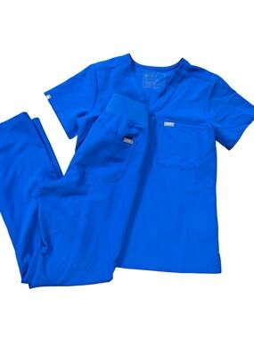 Figs Blue Scrub Set Size XS/XS Tall Nurse Medical Uniform Workwear Comfy